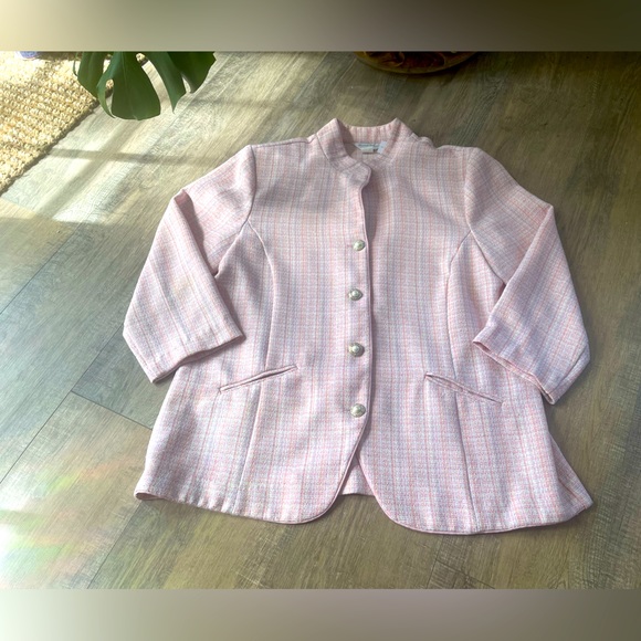 Vintage Elisabeth Williams Pink Plaid Button Down Blazer - Picture 1 of 8